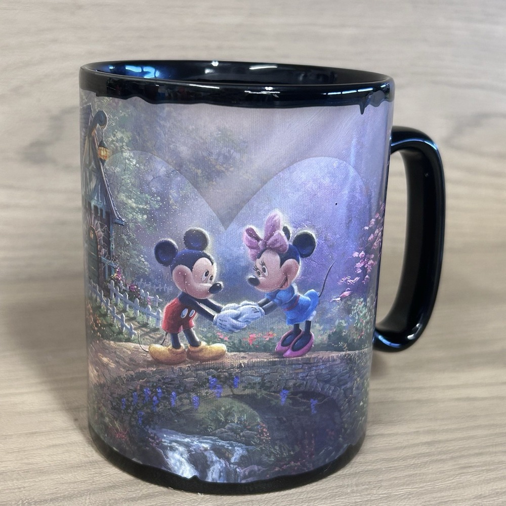 Disney Thomas Kinkade Morphing Mug Mickey & Minnie Sweetheart Bridge